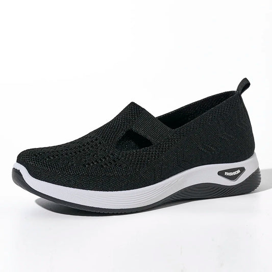 2025 Women Sneaker Mesh Breathable Causal Women Shoes Antislip Flat Knitted Shoes Soft Bottom Slip On Tennis Shoes