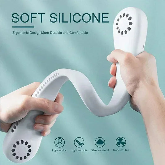 Mini Neck Mounted Fan Portable Bladeless Neck USB Rechargeable Air Cooler 3 Speed Mini Summer Sports Fan Outdoor Air Cooling Fan